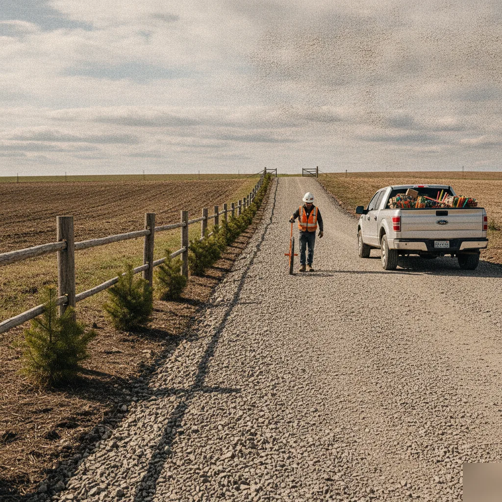 New gravel access road built for a rural farm property in Volusia County